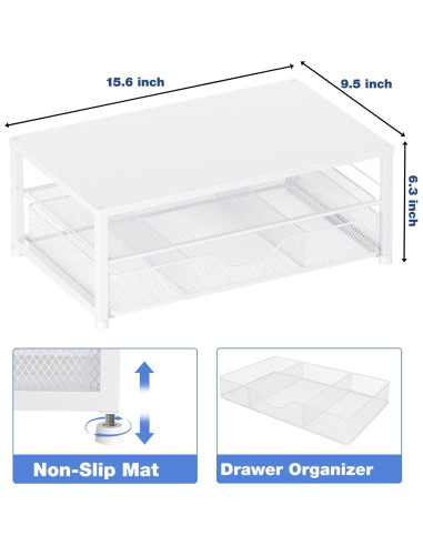 Soporte Elevador de Monitor OPNICE con Cajón Blanco 25.4x40.8cm