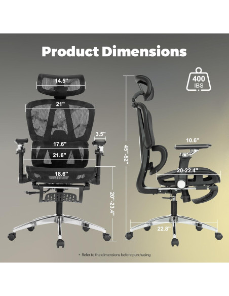 Silla de Oficina Ergonómica Hujusko 900PRO Malla Ajustable