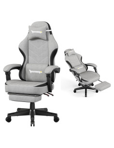 Silla de Juego Ergonomica Opiesit YW600 Gris con Reposapiés