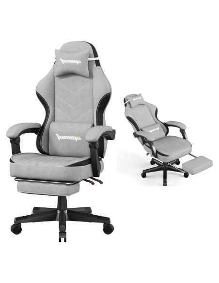 Silla de Juego Ergonomica Opiesit YW600 Gris con Reposapiés