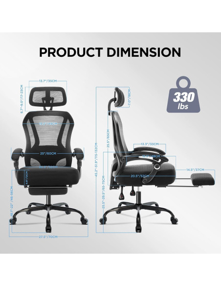 Silla de Oficina Ergonómica TUKAKA con Reposapiés Ajustable