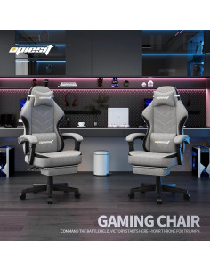 Silla de Juego Ergonomica Opiesit YW600 Gris con Reposapiés 2