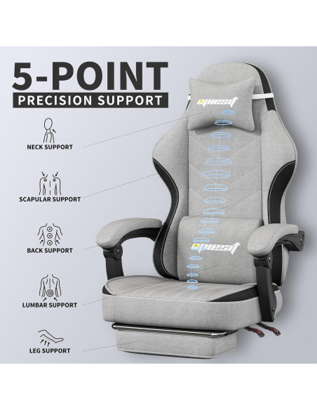 Silla de Juego Ergonomica Opiesit YW600 Gris con Reposapiés