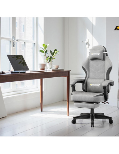 Silla de Juego Ergonomica Opiesit YW600 Gris con Reposapiés