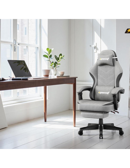 Silla de Juego Ergonomica Opiesit YW600 Gris con Reposapiés