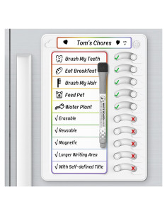 Tabla de Tareas para Niños KAQUBE 24.8x17.8 cm Borrado en Seco