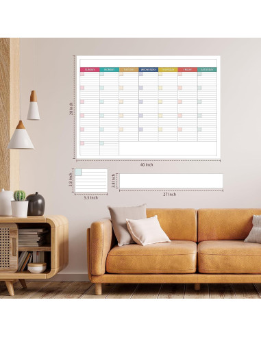 Calendario de Pizarra Blanca Grande Shoparr 101.6x71.1 cm