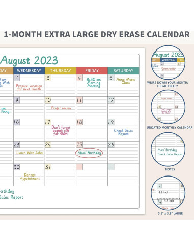 Calendario de Pizarra Blanca Grande Shoparr 101.6x71.1 cm