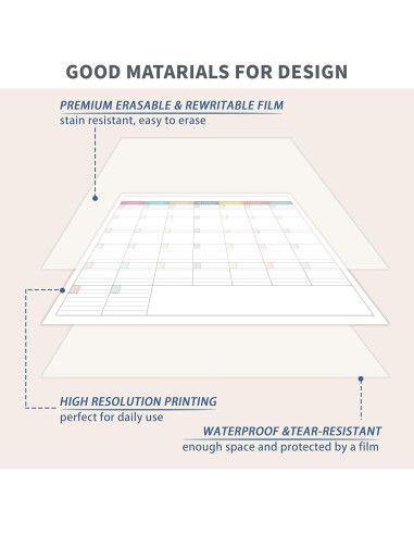 Calendario de Pizarra Blanca Grande Shoparr 101.6x71.1 cm