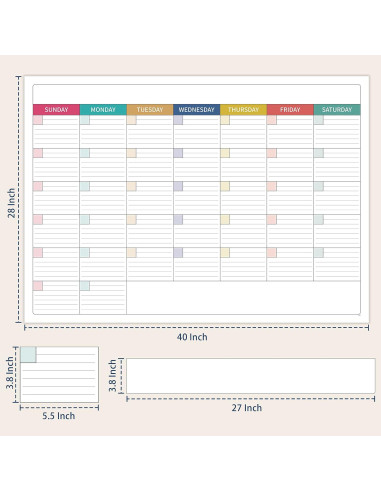 Calendario de Pizarra Blanca Grande Shoparr 101.6x71.1 cm