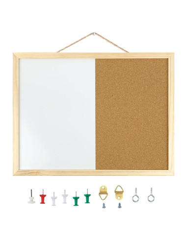 Tablero de Corcho y Pizarra Blanca GDMINLO 42x32 cm