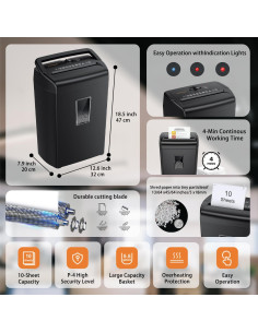 Trituradora de Papel Bonsaii C209-D Corte Cruzado 10 Hojas 2