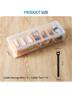 Caja Organizadora de Cables Fzooua 2 Paquetes Transparente 30x10x7.1cm 2