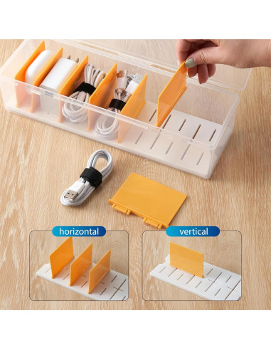 Caja Organizadora de Cables Fzooua 2 Paquetes Transparente 30x10x7.1cm