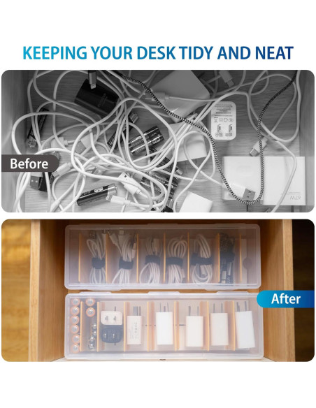 Caja Organizadora de Cables Fzooua 2 Paquetes Transparente 30x10x7.1cm
