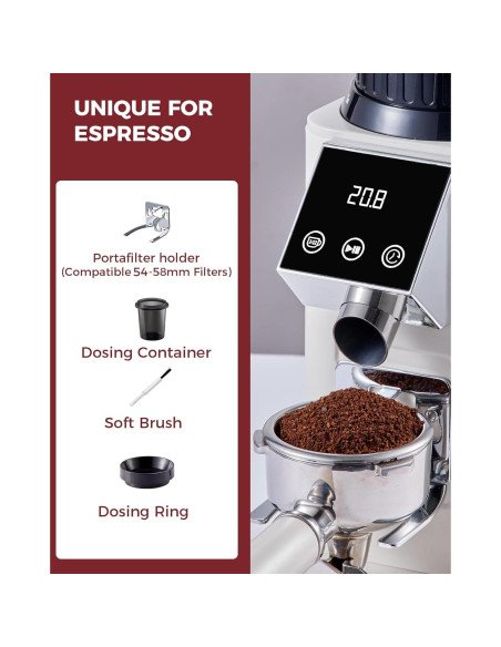 Molinillo de Café Tuni G1 Cónico Antiestático 48 Configuraciones