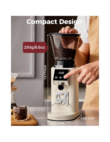 Molinillo de Café Tuni G1 Cónico Antiestático 48 Configuraciones