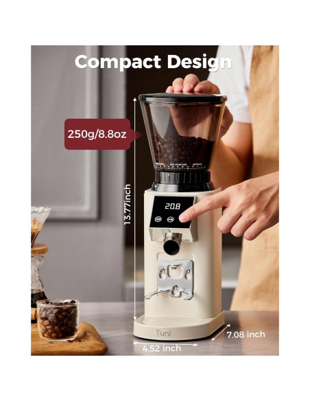 Molinillo de Café Tuni G1 Cónico Antiestático 48 Configuraciones