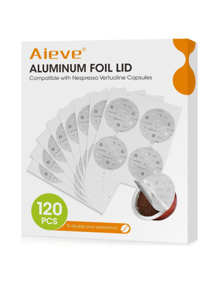 Sellos de Aluminio Aieve 120 Pcs para Cápsulas Nespresso Vertuo