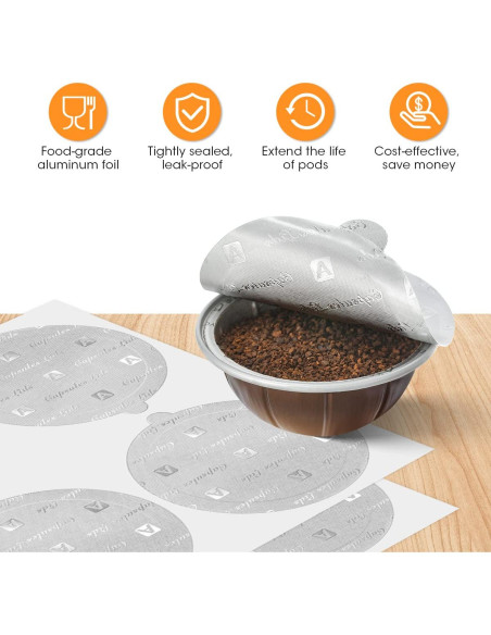 Sellos de Aluminio Aieve 120 Pcs para Cápsulas Nespresso Vertuo