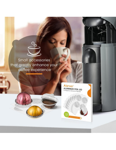 Sellos de Aluminio Aieve 120 Pcs para Cápsulas Nespresso Vertuo