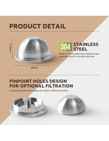 Cápsula de Café Reutilizable HAILASRE 150ml Acero Inoxidable