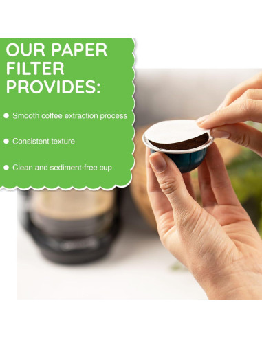 Filtros de papel My-Cap para cápsulas Nespresso Vertuo - 100 unidades