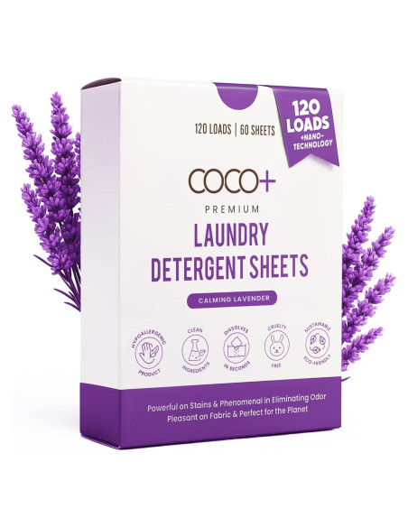 Hojas de Detergente para Ropa COCO+ Lavanda - 120 Cargas