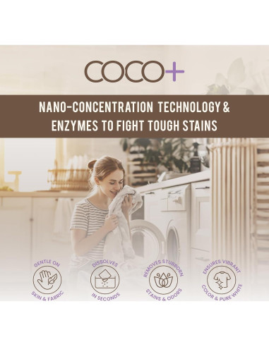 Hojas de Detergente para Ropa COCO+ Lavanda - 120 Cargas