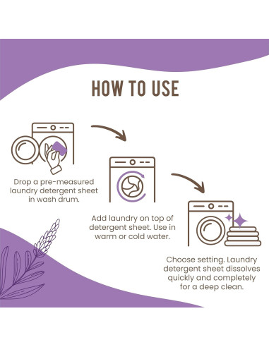 Hojas de Detergente para Ropa COCO+ Lavanda - 120 Cargas