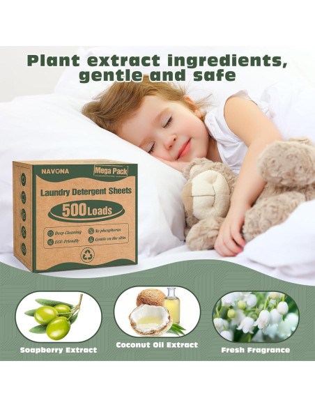 Hojas de detergente ecológicas Navona 500 cargas fragancia fresca