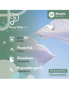 Hojas de Detergente para Ropa Pura Vida - 30 Hojas Ecológicas 2