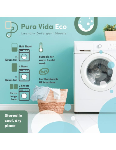 Hojas de Detergente para Ropa Pura Vida - 30 Hojas Ecológicas