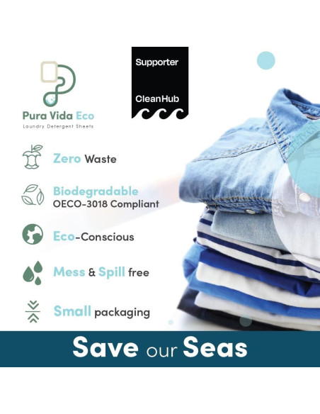 Hojas de Detergente para Ropa Pura Vida - 30 Hojas Ecológicas