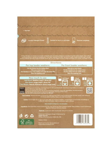 Hojas de Detergente para Ropa Pura Vida - 30 Hojas Ecológicas