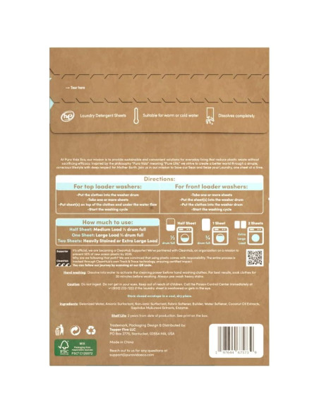 Hojas de Detergente para Ropa Pura Vida - 30 Hojas Ecológicas