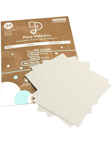 Hojas de Detergente para Ropa Pura Vida - 30 Hojas Ecológicas
