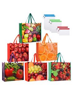 Juego de 6 Bolsas de Compras Reutilizables FENELY Extra Grandes