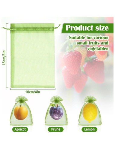 50 Bolsas de Protección de Frutas FloraSea 10x15 cm Verde