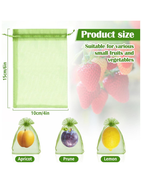 50 Bolsas de Protección de Frutas FloraSea 10x15 cm Verde