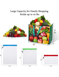 Juego de 6 Bolsas de Compras Reutilizables FENELY Extra Grandes 2