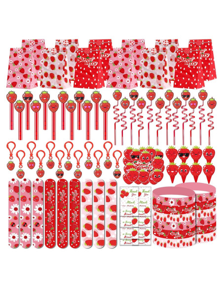 Set de Fiesta de Fresa 208 Piezas - Decoración Cumpleaños PLOUGVI