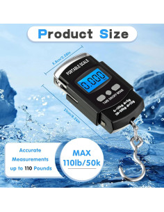 Balanza Digital Colgante Hoteam 50kg con Cinta Métrica 2