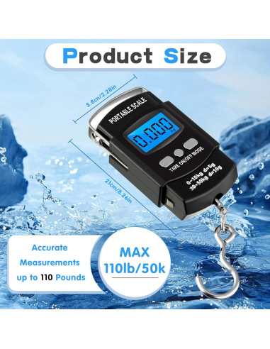 Balanza Digital Colgante Hoteam 50kg con Cinta Métrica