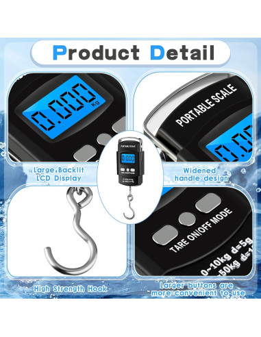 Balanza Digital Colgante Hoteam 50kg con Cinta Métrica