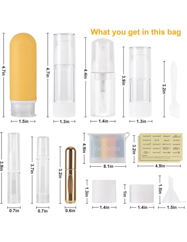 Beveetio 19 Botellas de Viaje Silicona 88.7 ml Aprobadas TSA