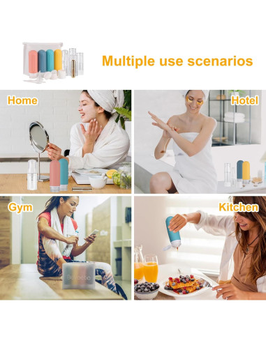 Beveetio 19 Botellas de Viaje Silicona 88.7 ml Aprobadas TSA