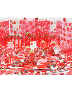 Set de Fiesta de Fresa 208 Piezas - Decoración Cumpleaños PLOUGVI 2