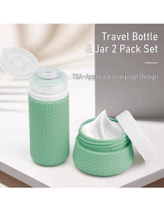 Botellas de Viaje Silicona 2 oz Mabnuby Verde A Prueba de Fugas 2