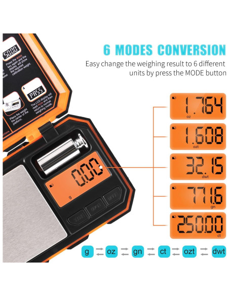Báscula Digital de Bolsillo Fuzion UF500-OG 500g x 0.01g